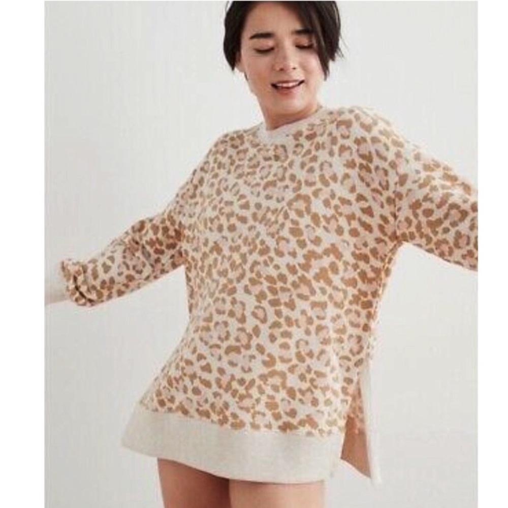 Aerie Women’s Leopard Print Oversized Sweatshirt Size XS